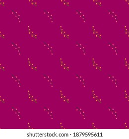 Abstract seamless pattern with berry and branch doodles. Pink colored background. Flat vector print for textile, fabric, gift wrap, wallpapers. Endless illustration.
