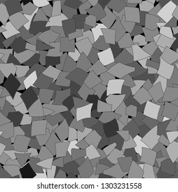 Abstract seamless pattern of big pieces of paper of different sizes in black and gray colors