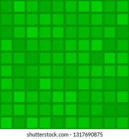 Abstract seamless pattern of big squares or pixels in green colors