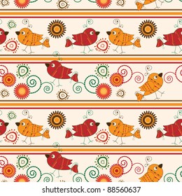 Abstract seamless pattern with birds