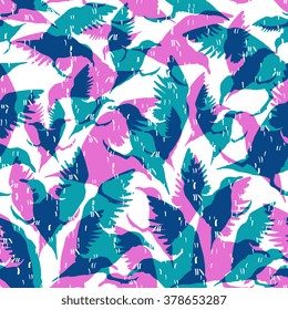Abstract seamless pattern with birds. Vector illustration