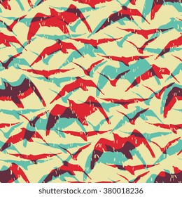 Abstract seamless pattern with birds. Vector illustration