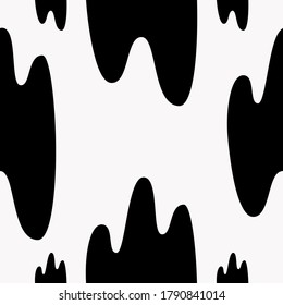 Resumen de un patrón impecable con formas planas pequeñas y grandes negras aisladas en un fondo blanco. Diseño vectorial moderno