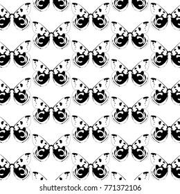 Abstract seamless pattern with black butterflies. Butterfly on a white background.