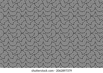 Abstract of seamless pattern black circles overlap on a white background,vector