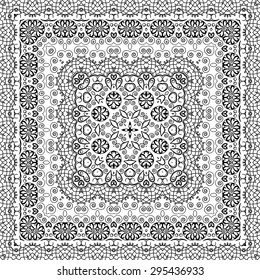 Abstract Seamless Pattern, Black Contours Isolated on White Background. Vector