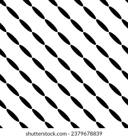 Abstract seamless pattern with black dotted diagonal lines from ovals