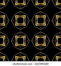Abstract seamless pattern of black and gold color for wallpapers and background. 
