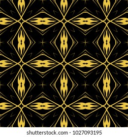 Abstract seamless pattern of black and gold color for wallpapers and background. 