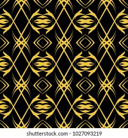 Abstract seamless pattern of black and gold color for wallpapers and background. 