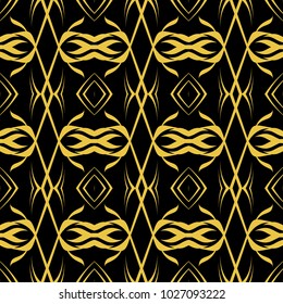 Abstract seamless pattern of black and gold color for wallpapers and background. 