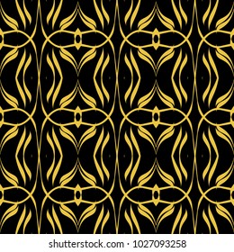 Abstract seamless pattern of black and gold color for wallpapers and background. 