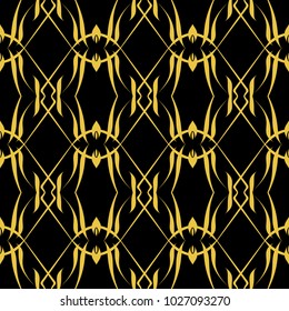 Abstract seamless pattern of black and gold color for wallpapers and background. 