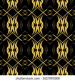 Abstract seamless pattern of black and gold color for wallpapers and background. 