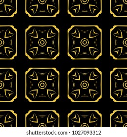 Abstract seamless pattern of black and gold color for wallpapers and background. 