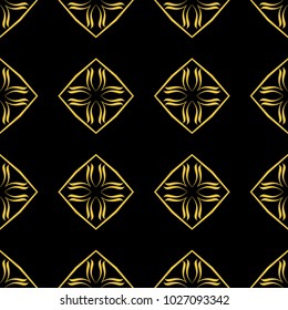 Abstract seamless pattern of black and gold color for wallpapers and background. 