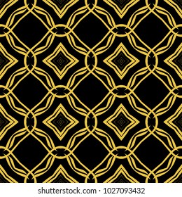 Abstract seamless pattern of black and gold color for wallpapers and background. 