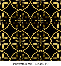 Abstract seamless pattern of black and gold color for wallpapers and background. 