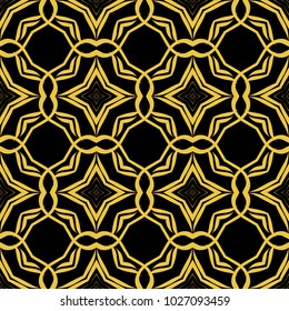 Abstract seamless pattern of black and gold color for wallpapers and background. 