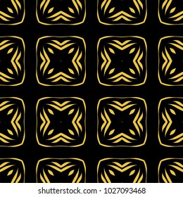 Abstract seamless pattern of black and gold color for wallpapers and background. 