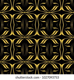 Abstract seamless pattern of black and gold color for wallpapers and background. 
