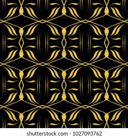 Abstract seamless pattern of black and gold color for wallpapers and background. 