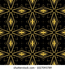 Abstract seamless pattern of black and gold color for wallpapers and background. 