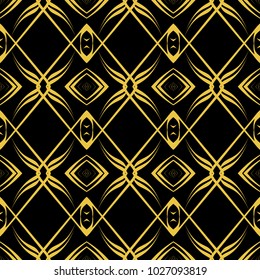Abstract seamless pattern of black and gold color for wallpapers and background. 