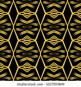 Abstract seamless pattern of black and gold color for wallpapers and background. 