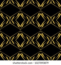 Abstract seamless pattern of black and gold color for wallpapers and background. 