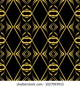 Abstract seamless pattern of black and gold color for wallpapers and background. 