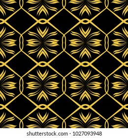 Abstract seamless pattern of black and gold color for wallpapers and background. 