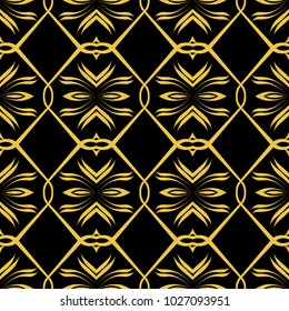Abstract seamless pattern of black and gold color for wallpapers and background. 