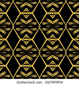 Abstract seamless pattern of black and gold color for wallpapers and background. 