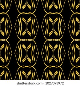 Abstract seamless pattern of black and gold color for wallpapers and background. 