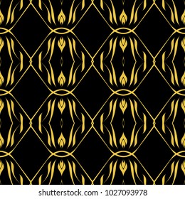 Abstract seamless pattern of black and gold color for wallpapers and background. 