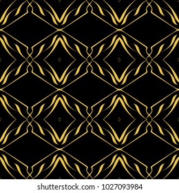 Abstract seamless pattern of black and gold color for wallpapers and background. 