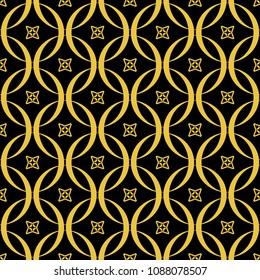 Abstract seamless pattern of black and gold color for wallpapers and background. 