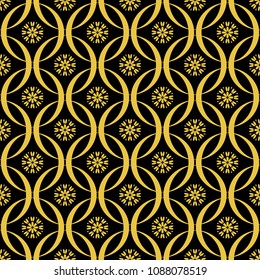 Abstract seamless pattern of black and gold color for wallpapers and background. 