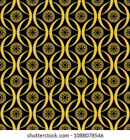 Abstract seamless pattern of black and gold color for wallpapers and background. 