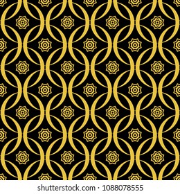 Abstract seamless pattern of black and gold color for wallpapers and background. 