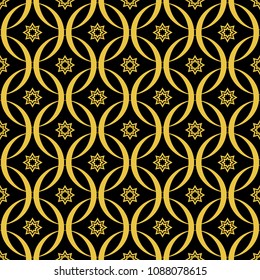 Abstract seamless pattern of black and gold color for wallpapers and background. 