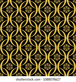 Abstract seamless pattern of black and gold color for wallpapers and background. 