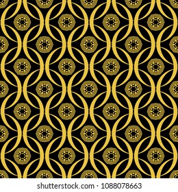 Abstract seamless pattern of black and gold color for wallpapers and background. 