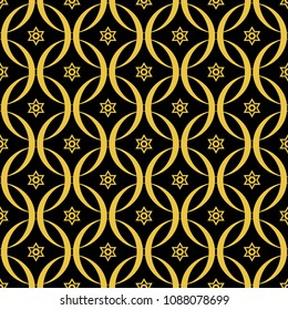 Abstract seamless pattern of black and gold color for wallpapers and background. 