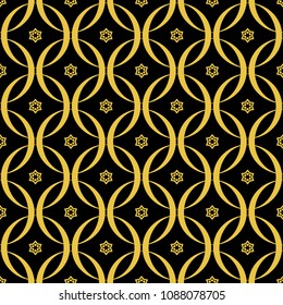 Abstract seamless pattern of black and gold color for wallpapers and background. 