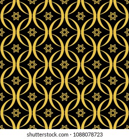 Abstract seamless pattern of black and gold color for wallpapers and background. 