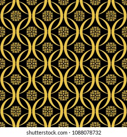 Abstract seamless pattern of black and gold color for wallpapers and background. 