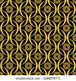 Abstract seamless pattern of black and gold color for wallpapers and background. 