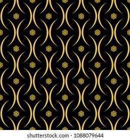 Abstract seamless pattern of black and gold color for wallpapers and background. 